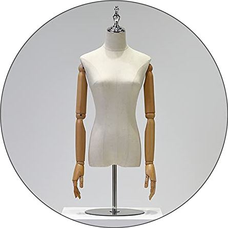 LYSGST Female Mannequin Torso Body, 75-110cm Adjustable Height Table Manikins, Dummy Model with Wooden Arms for Clothing Store Display, 2 Sizes