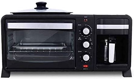 SUNWEIHAOA 3-In-1 Ontbijtmachine Maker, Elektrische Oven Broodrooster Koffiezetapparaat, Onafhankelijke Schakelaar Isolatie Functie, 10L Oven / 600Ml Glazen Pot Esthetisch En Praktisch