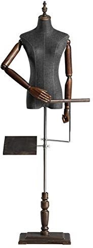 LYSGST Female Mannequin Dress Form Torso Body with Shoe and Pants Rack Wooden Arms for Clothing Suits Dress Jewelry Display