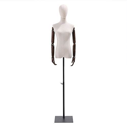 LYSGST Female Mannequin Torso Body Head Dress Form with Solid Wood Hands for Clothing Dress Jewelry Shopwindow Display (Color : B, Size : S) (B Small)