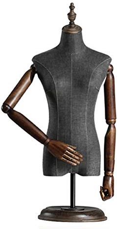 LYSGST Female Table Mannequin Torso Body Dress Form with Flexible Hands Round Stand for Clothing Jewelry Display, 2 Sizes