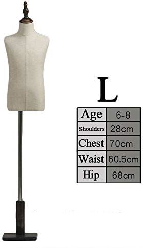 LYSGST 2-8 Years Child Kids Dress Form Mannequin Torso Body with Stable Base for Clothing Dress Jewelry Display Unisex, 3 Sizes (Color : Beige, Size : L) (Beige Large)