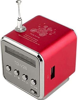 KALUO Mini draagbare USB Mp3 muziekspeler LCD-subwoofer aluminium digitale FM-radio luidspreker Bluetooth-luidspreker FM-ontvanger (rood)