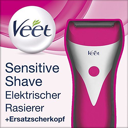 Veet Sensitive Shave Scheerapparaat, elektrisch scheerapparaat voor dames, voor veilig en snijvrij nat en droog scheren, 1 x elektrisch scheerapparaat met accessoires en reserve-scheerkop