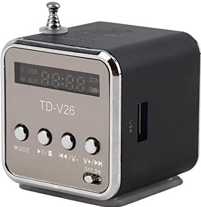 KALUO Mini draagbare USB Mp3 muziekspeler LCD-subwoofer aluminium digitale FM-radio luidspreker Bluetooth-luidspreker FM-ontvanger (zwart)