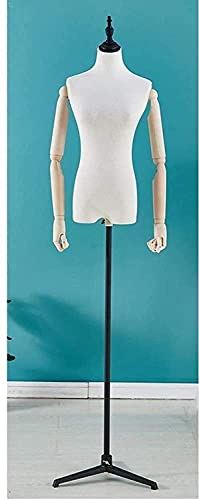 ROSG Mannequin Torso Body Professional Female Mannequin Torso Dress Form Shelf Mannequin Wood Arm Triangular Base Adjustable Height