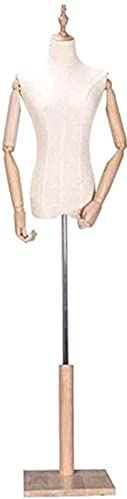ROSG Mannequin Torso Body Fashion Students Mannequin Female Tailors Dummy Dressmakers Display Bust with Wood Arm