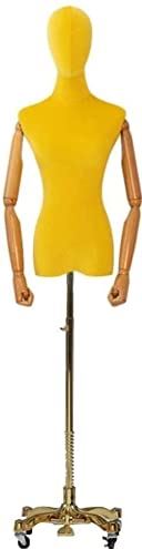 ROSG Mannequin Body Mannequin Torso Seamstress Mannequin Tailor Dummy Golden Caster Rack Clothing Store Shelf Model Rack
