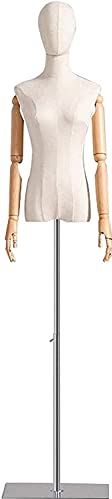 ROSG Mannequin Torso Body Professional Female Tailors Dummy Female Mannequin Torso Body Display Bust with Solid Wood Arm Metal Base Clothing Dress Jewelry Display