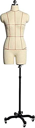 ROSG Mannequin Torso Body Professional Adjustable Mannequin Display Bust Female Tailors Dummy Dressmakers with Wheel Base