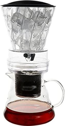 Habiba Modern koffiezetapparaat, Cold Brew-koffiezetapparaat met verstelbaar gratis druppelfilter, Thuiskantoor Hittebestendige pot met glazen bodem