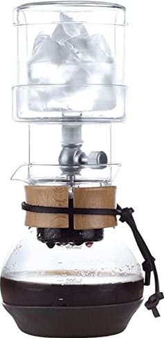 Habiba Klein koud brouwen koffiezetapparaat, koffiezetapparaat in glas met roestvrijstalen verstelbare druppelaar, sifonkoffiezetapparaat met schaal