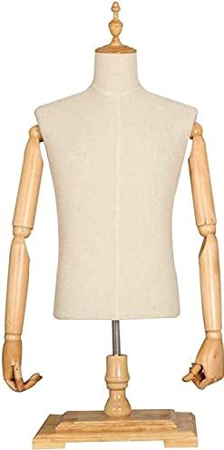 ROSG Pinnable Mannequin Body Torso Male Mannequin Clothing with Wood Arms and Rectangle Stand Jerseys Dummy Display