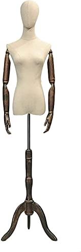ROSG Pinnable Mannequin Body Torso Torso Body Dress Form Female Mannequin with Tripod Stand and Wooden Arms for Clothing Dress Jewelry Display