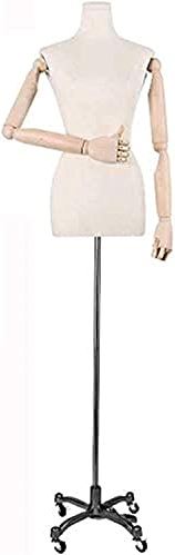 ROSG Mannequin Torso Body Professional Tailors Dummy Mannequin Female Dressmakers Fashion Students Mannequin Display Bust with Wood Arm