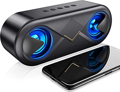 VDFSVDGHVHJ Computer Speakers Portable Wireless Bluetooth 5.0 Speaker 4D Stereo Sound Loudspeaker Outdoor Double Horns Support TF Card/USB Drive/AUX Computer PC Monitor Gaming Speakers (Color : Black) (Black)