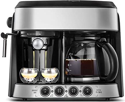 BOBRING Semi-automatisch koffiezetapparaat Multifunctioneel espressoapparaat Druppelfilter voor tweeërlei gebruik voor Americano-koffie of thee (kleur: rood) (zilver)