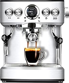 BOBRING Halfautomatische espressomachine, geborsteld roestvrij staal, stoom en opschuimen voor latte, macchiato, cappuccino en espressodranken