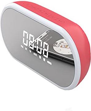RTYHASGHHH [2021 Newest] Portable Alarm Clock Portable Bluetooth Speaker Clock Radios Wireless Bluetooth Speakers with Dual Alarms Adjustable Volume Apply to Bedroom Red (Red)