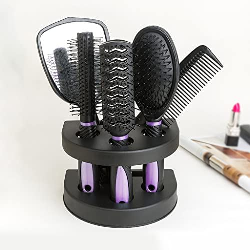 FMOPQ 5-delige salon-stylingset Dames Reismake-up Volwassenen Haarborstel met houder Thuis Draagbare antistatische kammen Spiegelgereedschap (Kleur: A, Maat: 23,5 CM) (B 23,5 CM)