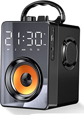 dfghjdfgas Portable Bluetooth Speakers with Subwoofer Outdoor/Indoor Big Speaker Support Remote Control FM Radio g Battery Life (Color : White) (Black)