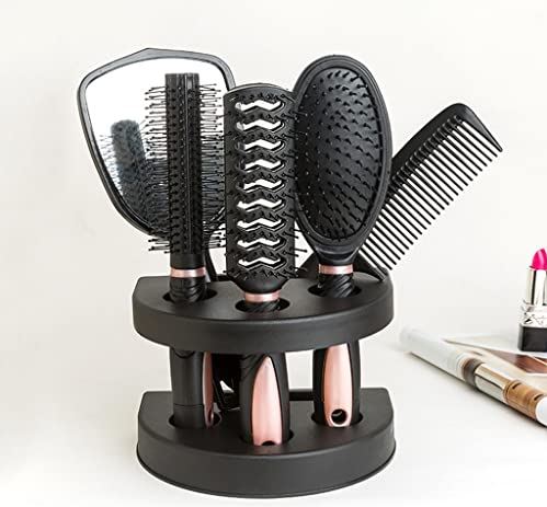 FMOPQ 5 stuks salon styling set vrouwen reizen make-up volwassenen haar borstel met houder thuis draagbare antistatische kammen spiegel tool (kleur: A, maat: 23.5 CM) (A 23.5 CM)