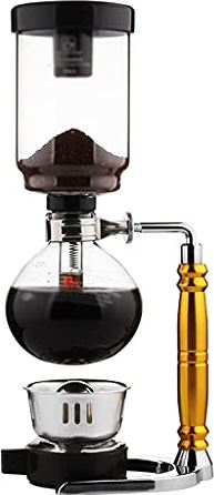 FMOGGE Koffiezetapparaat Glazen Sifon-Koffiezetapparaat Met Alcoholbrander 3-Kops Of 5-Kops Sifon-Tafelkoffiezetapparaat Voor Thuis En Op Kantoor Cold Brew Maker (5 Kopjes)
