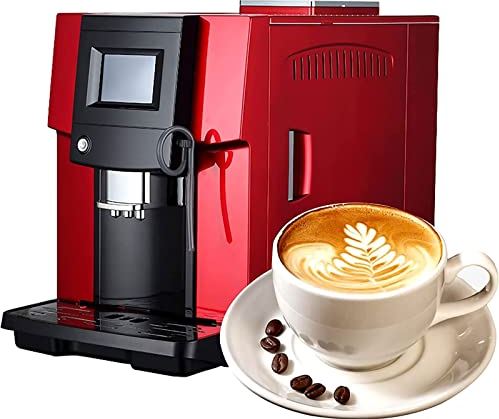 BOBRING Automatisch koffiezetapparaat, koffie-espresso-cappuccino-apparaat met melkopschuimer Voorbereiding van warme dranken (kleur: rood) (rood)