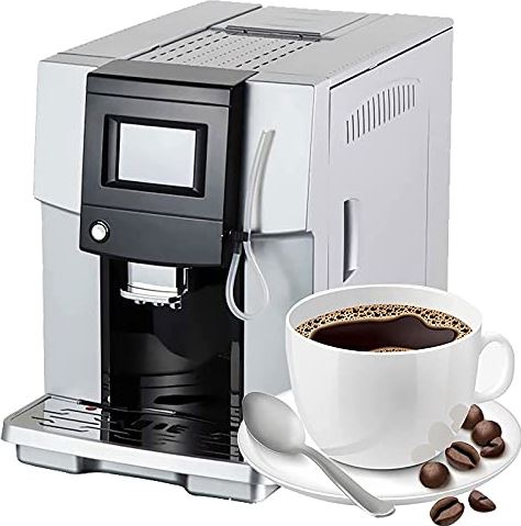 BOBRING Automatisch koffiezetapparaat, koffie-espresso-cappuccino-apparaat met melkopschuimer Voorbereiding van warme dranken (kleur: rood) (zilver)