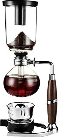 FMOGGE Koffiezetapparaat Glazen Sifon Koffiezetapparaat Hittebestendig Glas Handmatig Koffiebrouwer Hete Theemaker Machine Voor Thuiskantoor 3 Kopjes Koud Brouwen Maker (Zwart)