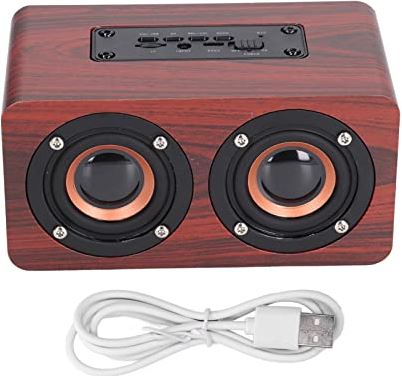 ALIMOTA Luidspreker Draagbare Rode Dual Speakers Voice Call Usb Opladen Houten Speaker Subwoofer Gekoppeld met twee 52mm full range luidspreker