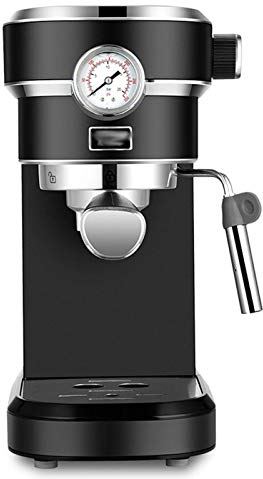 FMOGGE Koffiezetapparaat Semi-Automatisch Koffiezetapparaat Voor Thuiskantoor Klein Espresso-Koffiezetapparaat Metaal Met Thermometer En Melkopschuimer 15Bar Koffiebrouwer (Zwart)