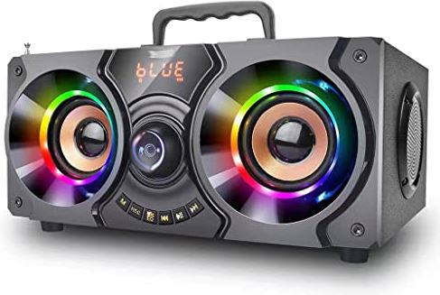 SCDMY Bluetooth-luidsprekers met subwoofer 60W Draagbare Draadloze Boombox Outdoor Bass Feest Kolom Ondersteuning Radio LED-verlichting