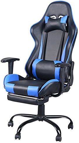 RTYHASGHHH Gaming Chair Gaming Chair Large Size High Back Ergonomic Racing Seat with Lumbar Support and Retractable Footrest Video Game Chairs (Color : Red Size : Free Size) (Blue Free size)