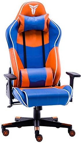 RTYHASGHHH Gaming Chair High Back PU Leather Racing Style Gaming Chair Home Computer Chair Comfortable Video Game Chairs (Color : Blue Size : 129-139x57x56cm)