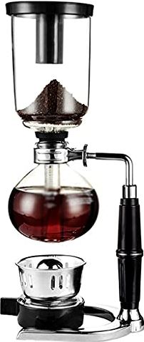 FMOGGE Koffiezetapparaat Glazen Sifon Koffiezetapparaat Hittebestendig Glas Handmatig Koffiebrouwer Hete Thee Maker Machine Voor Thuiskantoor 3 Kopjes Koud Brouwen Maker (Bruin)