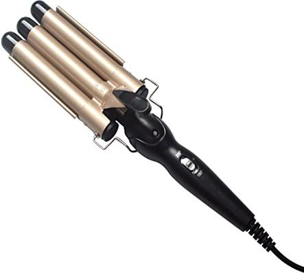 FMOPQ Professionele haarkruller Triple Barrel Toermalijn Keramische krultang Auto Perm Spalk Hair Curling Styling Tool Wave Wand (Kleur: Goud 32CM, Plug Standaard: VK) (Goud 20cm AU)