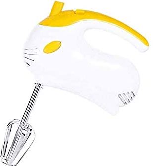 RTYHASGHHH 5 Speed Hand Mixer Electric 150W Power Kitchen Hand Mixers with 4 Stainless Steel Attachments (2 Wired Beaters 2 Whisks) and Storage Case (Color : Yellow)