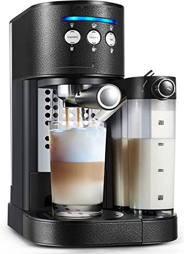 BOBRING Semi-automatisch koffiezetapparaat Capsule Espresso-apparaat met melkopschuimer Alles-in-één voor huishoudelijk gebruik op kantoor