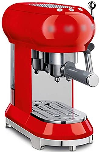 FMOGGE Koffiezetapparaat Snelle Verwarming Capsule-Koffiezetapparaat Voor Thuiskantoor Met Melkopschuimer Semi-Automatische Kleine Latte- En Cappuccinomaker Koffiezetapparaat (Rood)