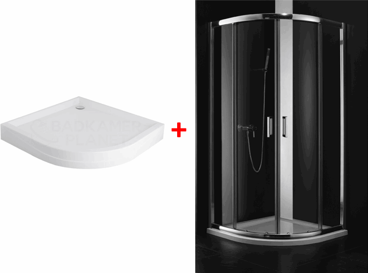 Douchecabine Kwartrond met Schuifdeur 90x90 cm met