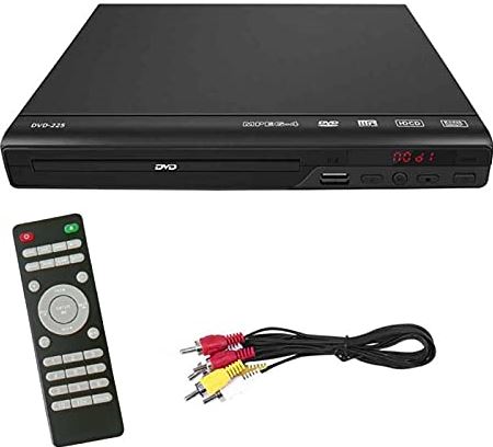 Kisbeibi DVD-speler, Region-Free 720P DVD-speler met HDMI-kabel voor tv, USB-aansluiting, afstandsbediening, HDMI-aansluiting (UK-stekker)