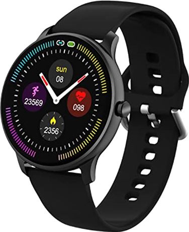 LPMGL Vrouwen Smart Horloge voor Android iOS Telefoon, 1,28 Inch Touch Screen Fitness Tracker Inkomende oproep Alarm, stappenteller Calorie Counter, Waterdicht Smart Watch, Roze (Zwart)