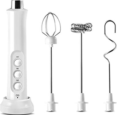 FDSSSSSTTY egg beater 3-Speeds Electric Whisk Coffee Milk Drink Frother Foamer Mixer USB Rechargeable Handheld (Color : B Size : As the picture shows) (A As the picture shows)