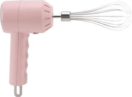 Tomantery Handmixer, elektrische mixer met 3 snelheden USB oplaadbaar draagbaar 20W voor bakken(Roze)