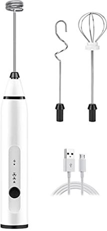 FDSSSSSTTY Electric Mixer 3-Speed Milk Frother Hand Blender/Stirrer Chargeable Eggbeater Mini Foamer (Color : A Size : As the picture shows) (B As the picture shows)