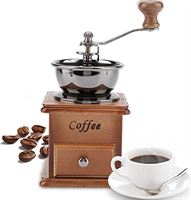 Retoo Braun Retro Handmatige koffiemolen van hout met handslinger, draagbaar, koffiemolen in antiek design, espressomolen voor koffiebonen, roestvrij staal
