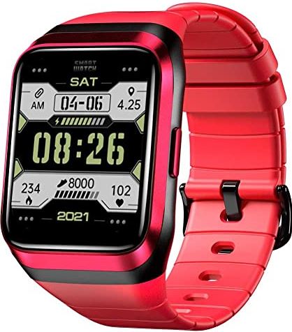 LPMGL Vrouwen Smart Watch, 1,69 inch groot scherm armband, IP68 waterdichte bloedzuurstof hartslagmeter, outdoor fitness mannen sport smart horloge (kleur: rood) (rood)