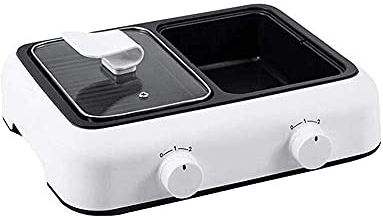 FMOGGE Barbecue Grill Huishoudelijke Mini Oven, Multifunctionele Hot Pot Barbecue Geïntegreerde Elektrische Bakpan Grill Knop Temperatuurregeling