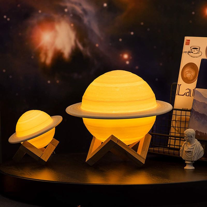 Tcb Saturnus nachtlamp - RGB - Dimbaar - LED nachtlamp- 3D tafellamp - 16 verschillende thema’s - kinderkamer - tafellamp - planeetlamp
